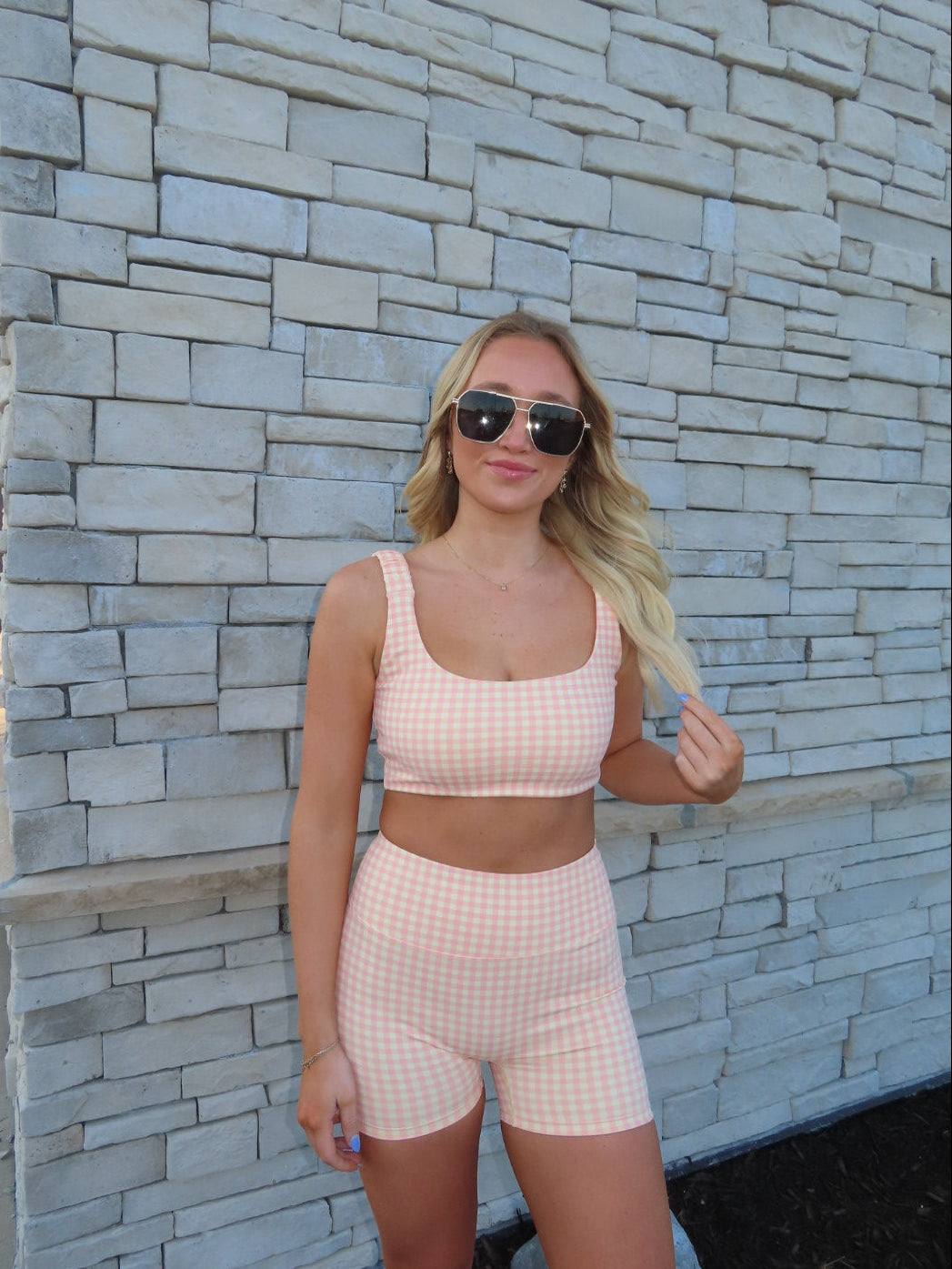 Peach Gingham Shorts