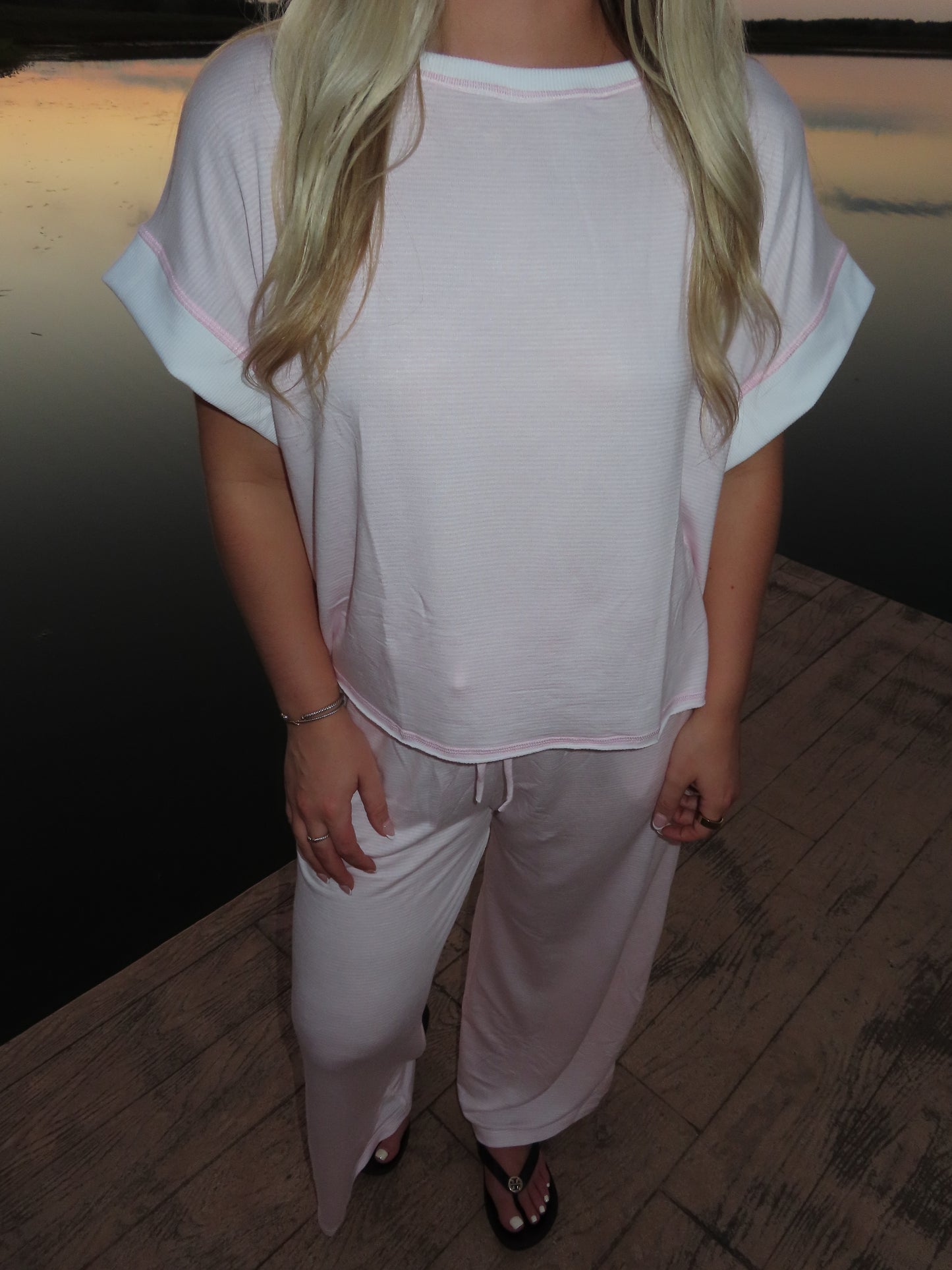 Pink Stripe Lounge Top