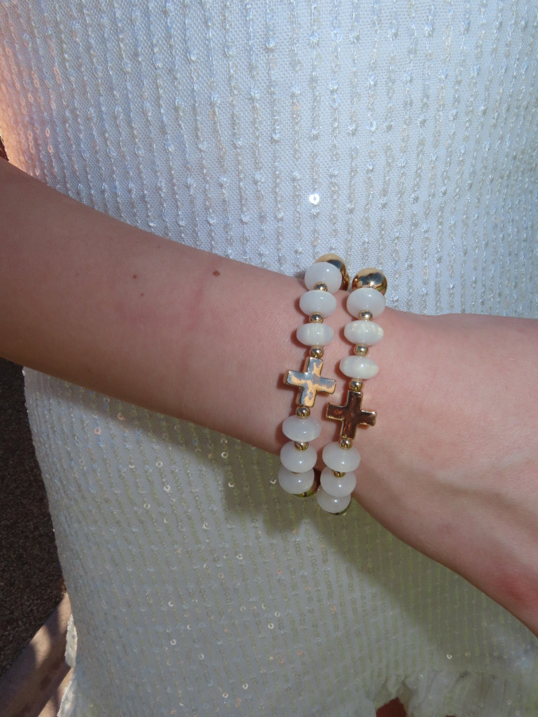 White Cross Bracelets
